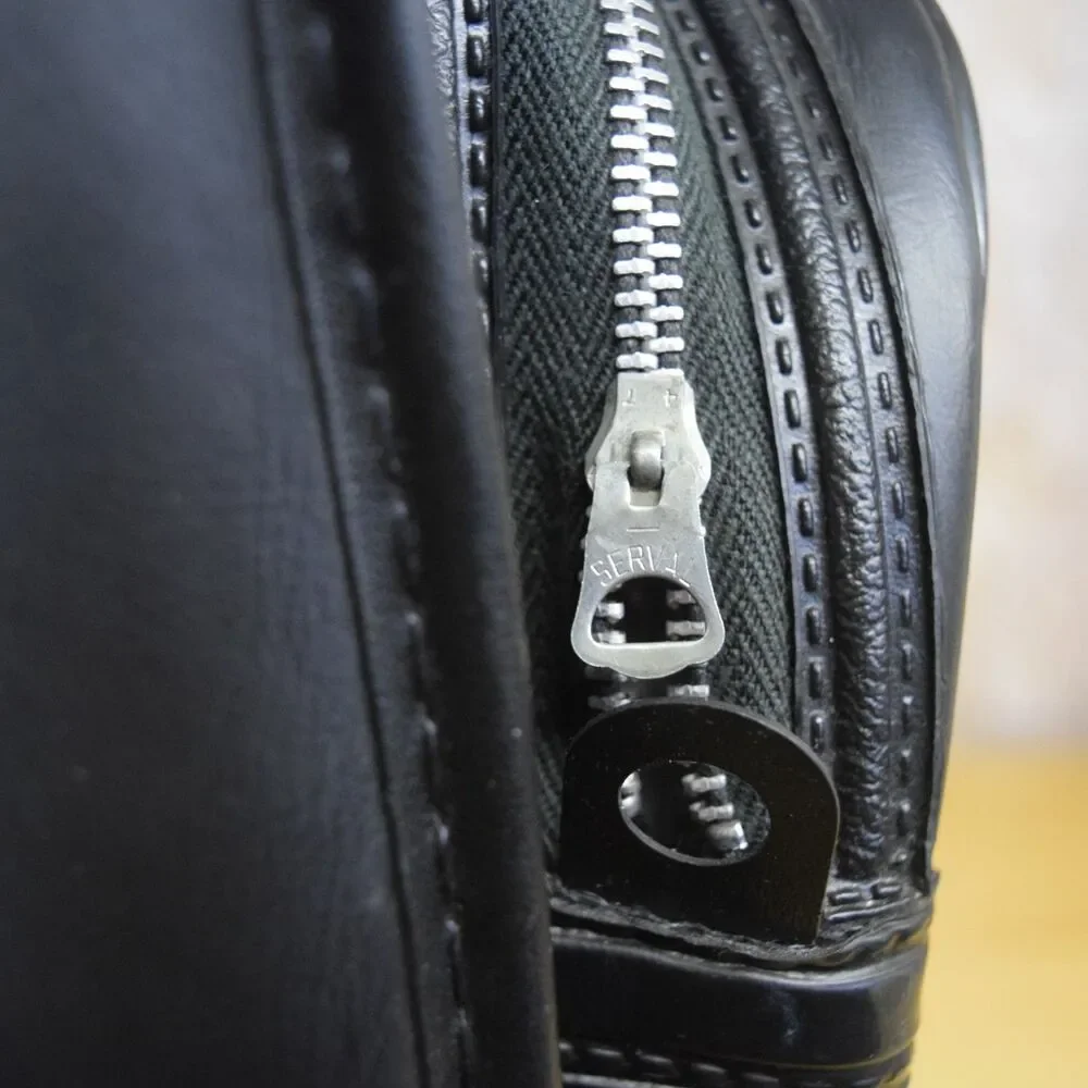 1960s Mid Century Vintage Suitcase Black Naugahyde Serval Zipper USA Garment Bag